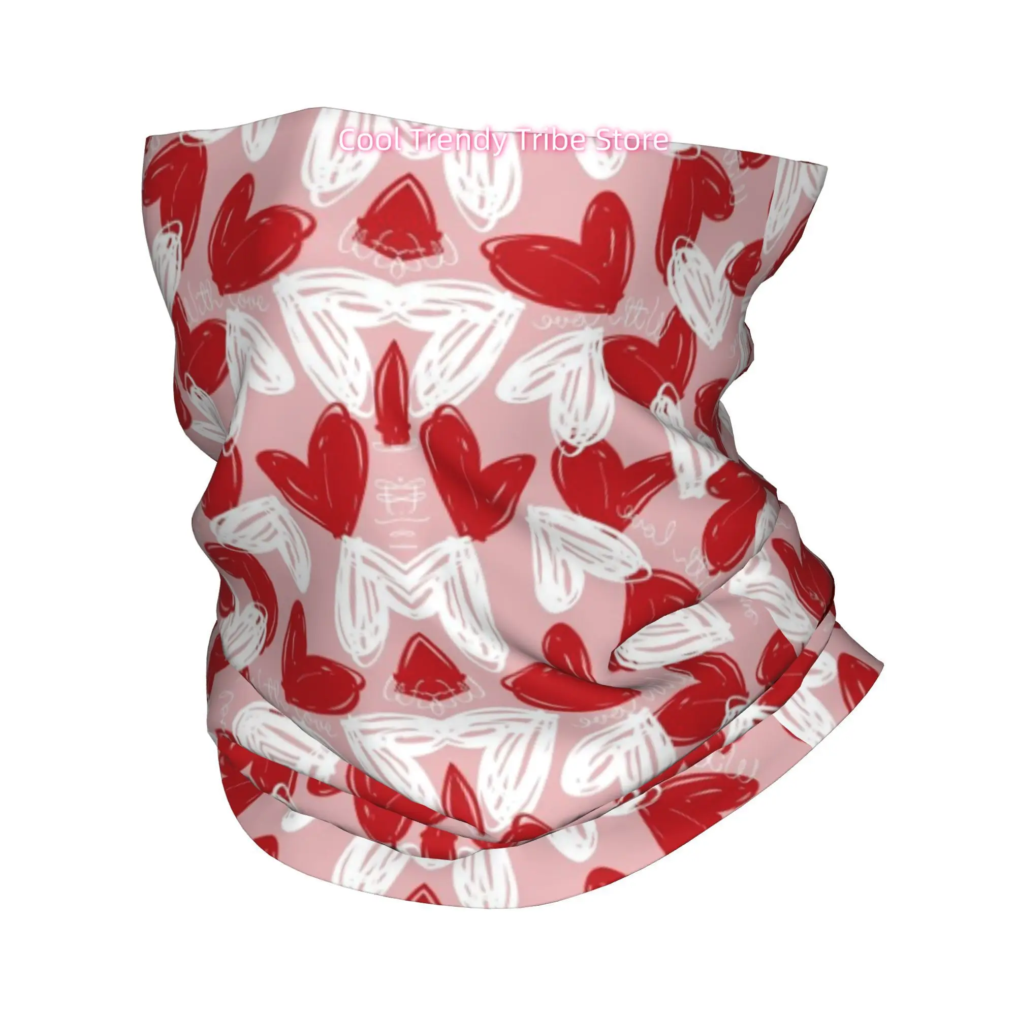 Men'S Fashion Head Scarf - 핑크 배경 빨간색 흰색 손으로 그린