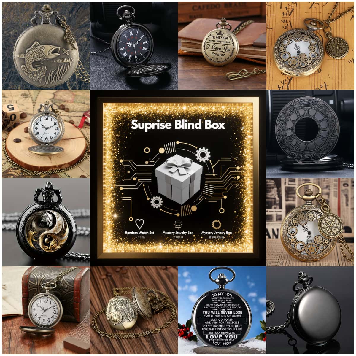 Fashion Mens Watches - 1개 서프라이즈 미스터리 시계 블라인드 박스-패션