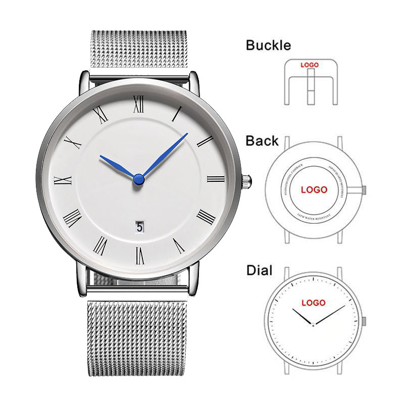 Men'S Fashion Logo - B-8210N 스테인리스 스틸 메쉬 스트랩 클래식