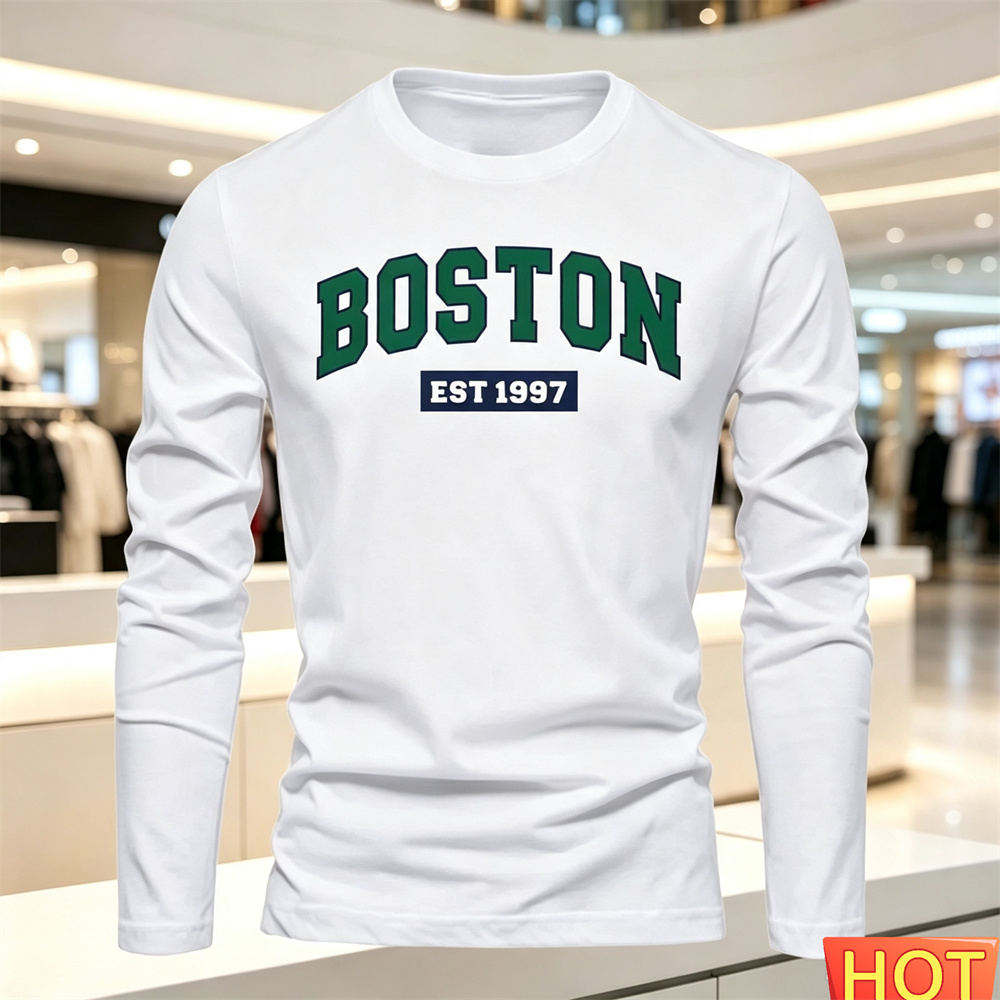 Men'S Fashion Trends 2025 - 가을 여름 남성용 긴팔 티셔츠 문자
