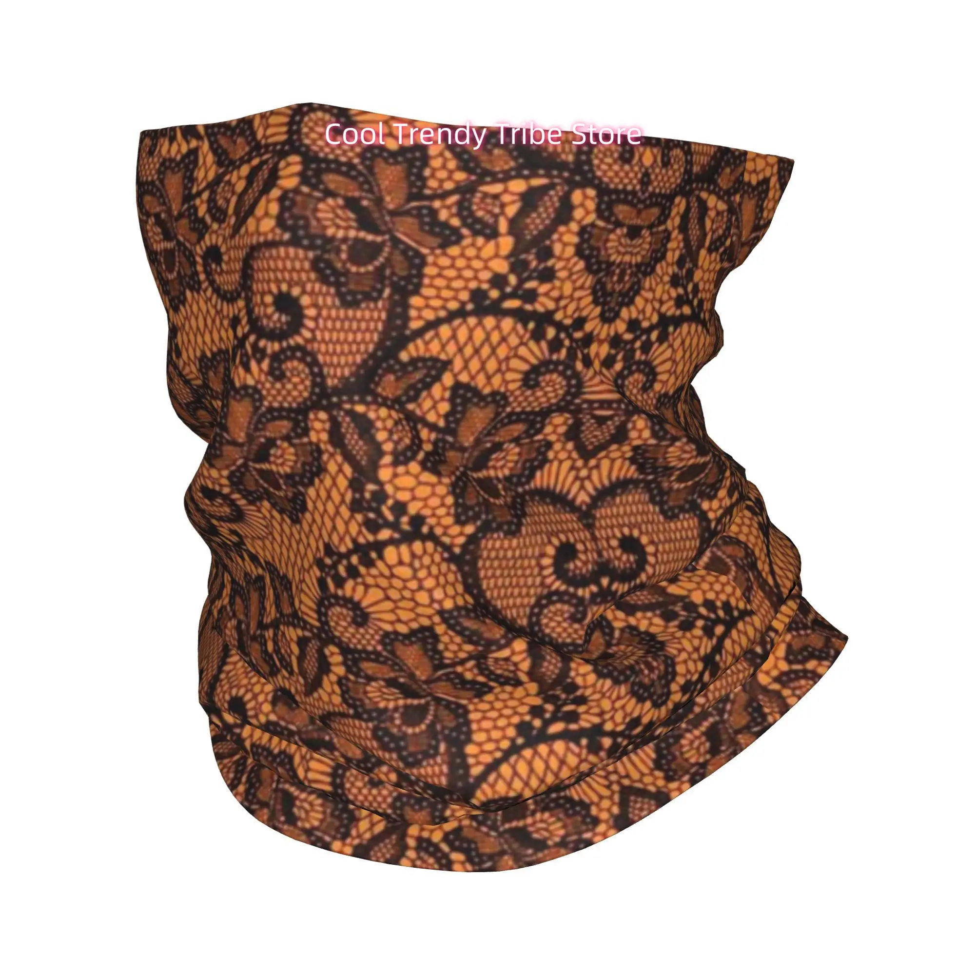 Men'S Fashion Head Scarf - 오렌지 블랙 레이스 꽃무늬 고딕 빈티지