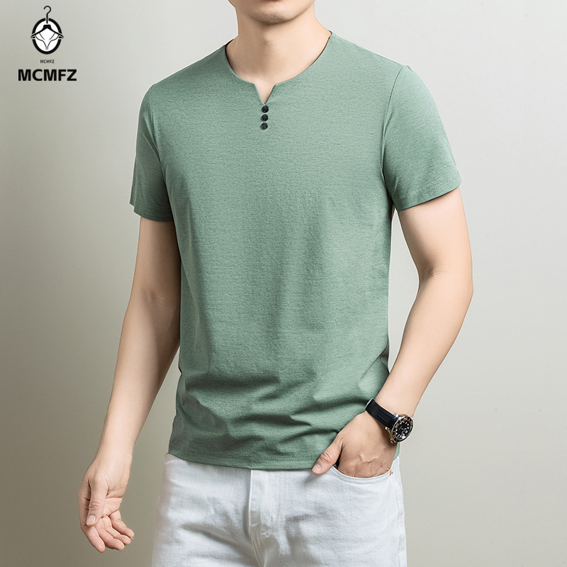 Men'S Fashion Trends 2025 - 남성용 기본 헨리 티셔츠 캐주얼 비즈니스