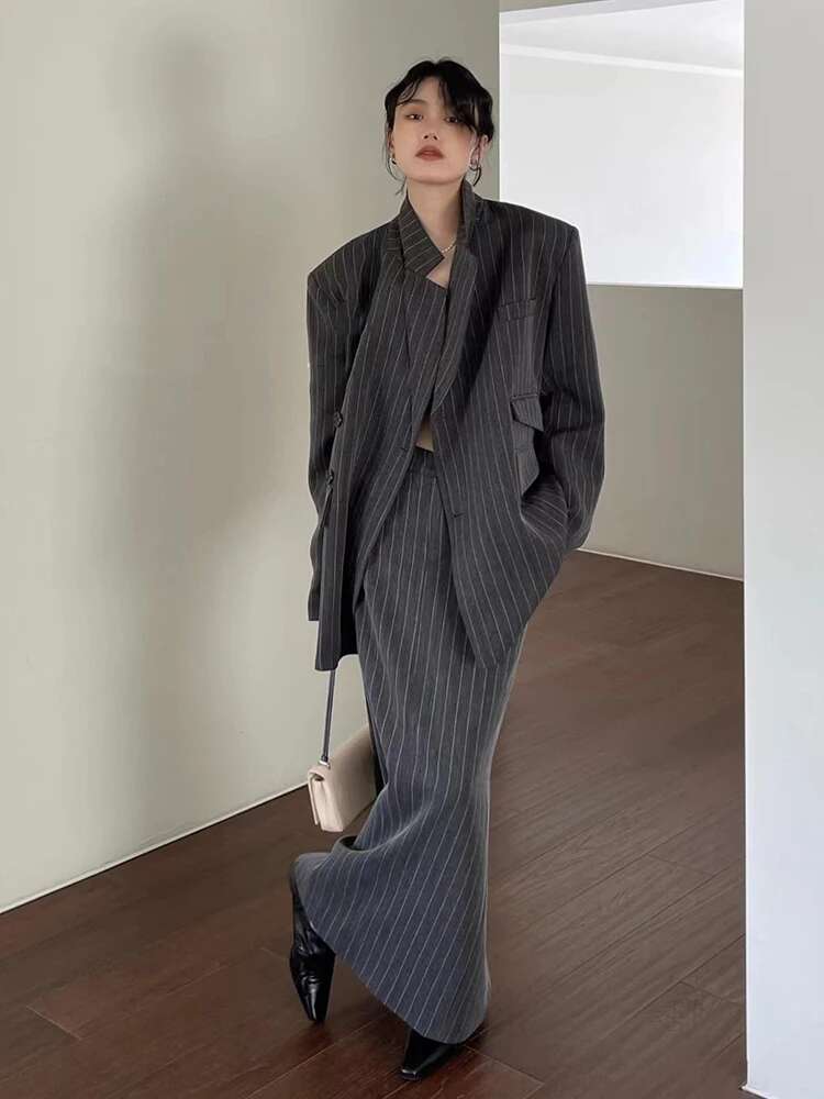 BJTZ 기질 패션 블레이저 스커트 세트 여성 대각선  - Mens Fashion Blazer 리뷰 및 가격
