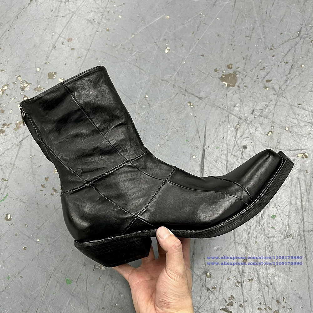 블랙 가죽 남성 부츠 뾰족한 발가락 지퍼 발목 첼시 부 - Chelsea Boots Men 리뷰 및 가격