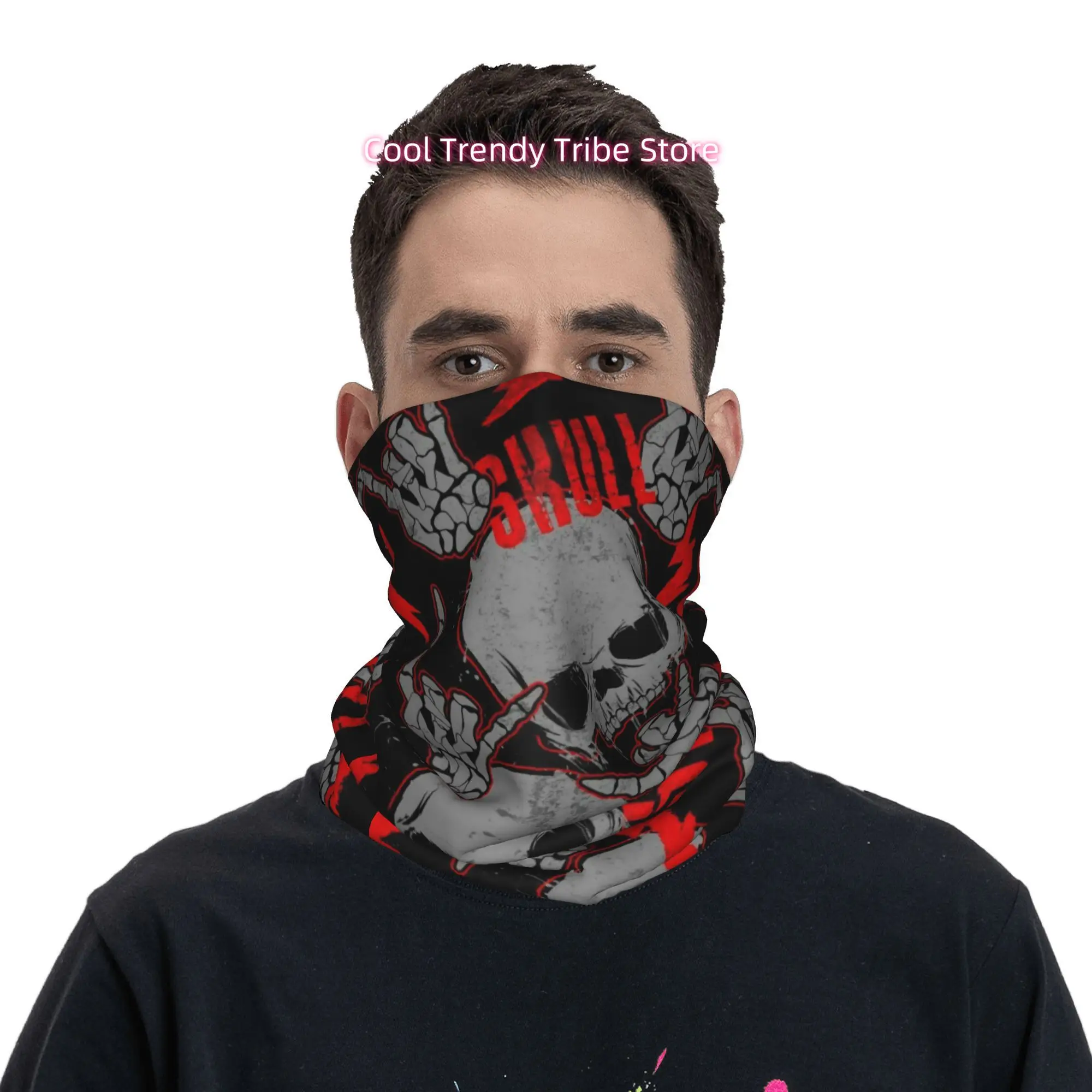 그런지 펑크 아트, 해골 뿔 손과 번개 무늬가 있는 참 - Men'S Fashion Head Scarf 리뷰 및 가격