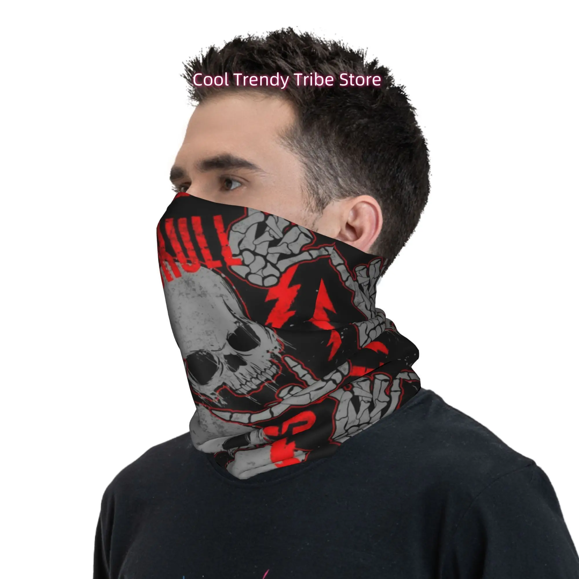 그런지 펑크 아트, 해골 뿔 손과 번개 무늬가 있는 참 - Men'S Fashion Head Scarf 리뷰 및 가격