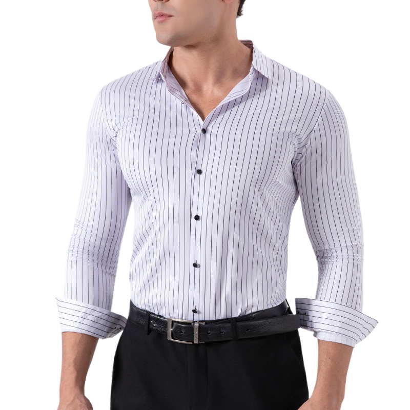 레트로 스트라이프 구김 방지 스트레치 드레스 셔츠 남성 - Mens Fashion Dress Shirts 리뷰 및 가격