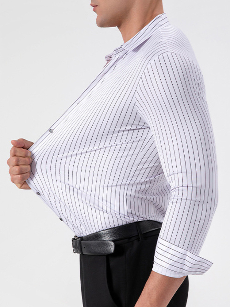 레트로 스트라이프 구김 방지 스트레치 드레스 셔츠 남성 - Mens Fashion Dress Shirts 리뷰 및 가격