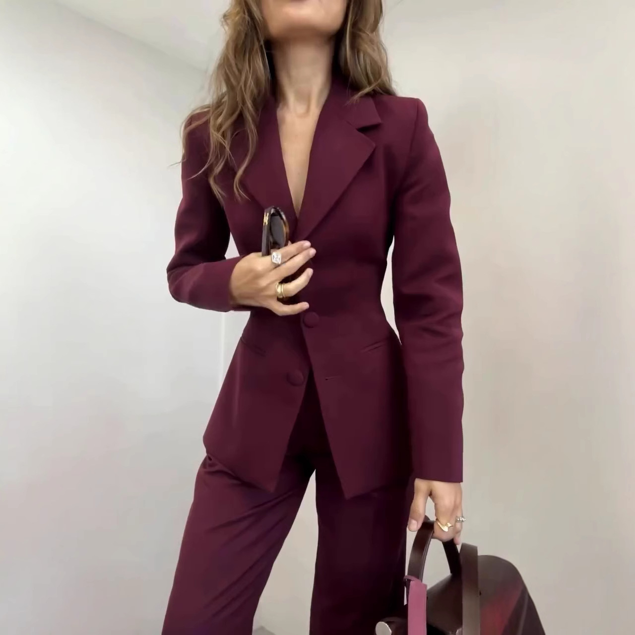 미국 신상 여성 솔리드 컬러 캐주얼 트렌디 투피스 세트 - Mens Fashion Blazer 리뷰 및 가격