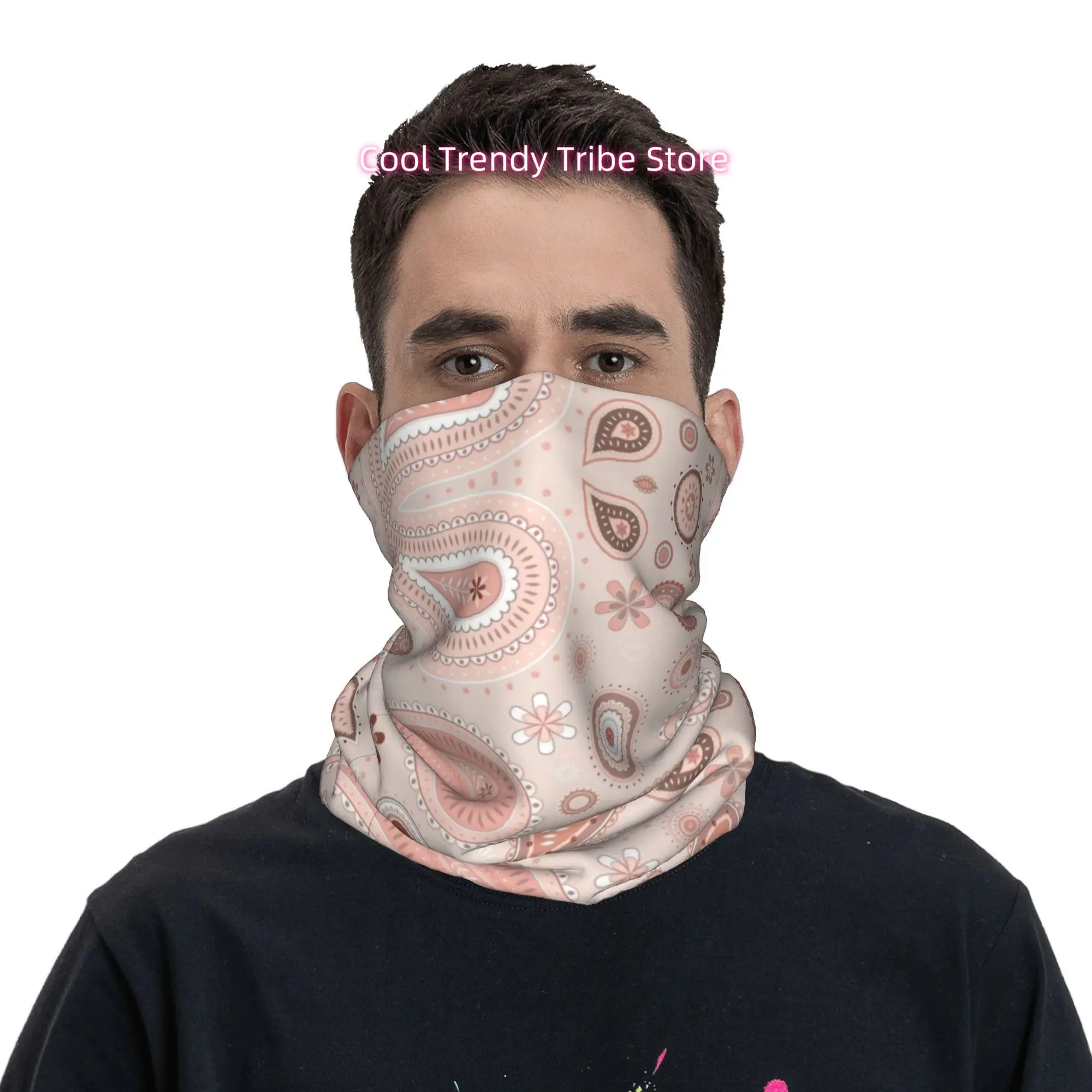 베이지색 배경에 분홍색 페이즐리 무늬가 있는 부드러운  - Men'S Fashion Head Scarf 리뷰 및 가격