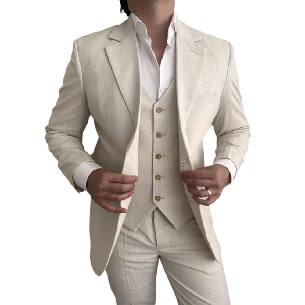 3 조각 리넨 남자 정장 비치 파티 슬림 맞는 베이지  - Mens Fashion Blazer 리뷰 및 가격