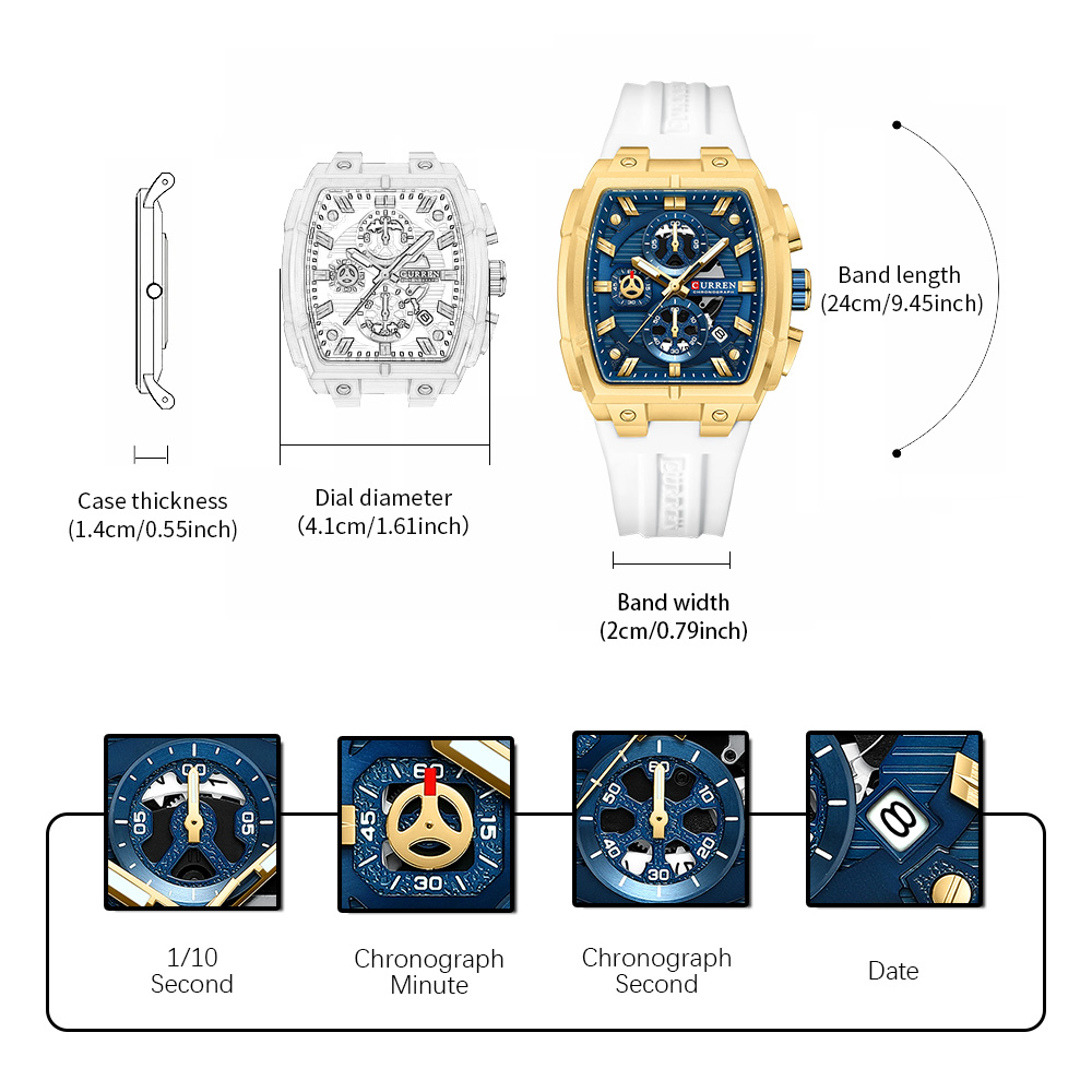 CURREN 남성용 럭셔리 빈티지 시계, 실리콘 스트랩 - Fashion Mens Watches 리뷰 및 가격
