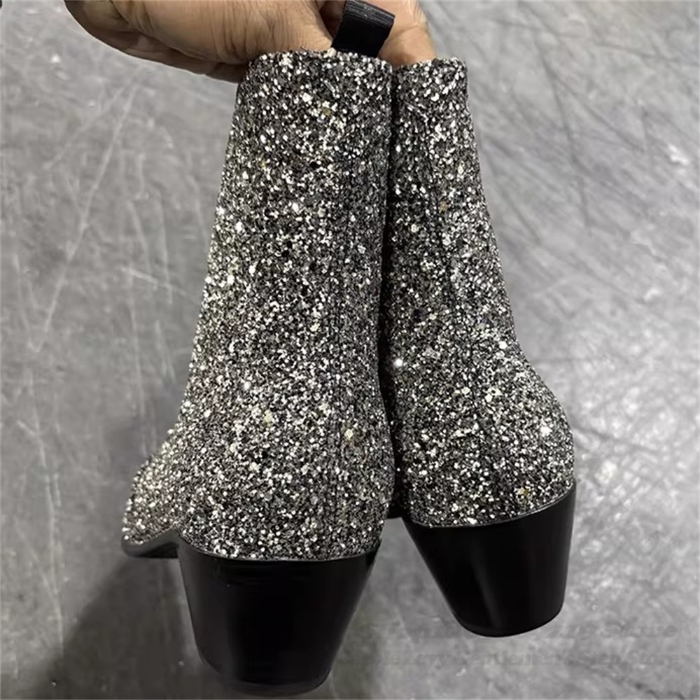 실버 블링블링 포인티드 토 남성 부츠 2026 신상 6 - Chelsea Boots Men 리뷰 및 가격