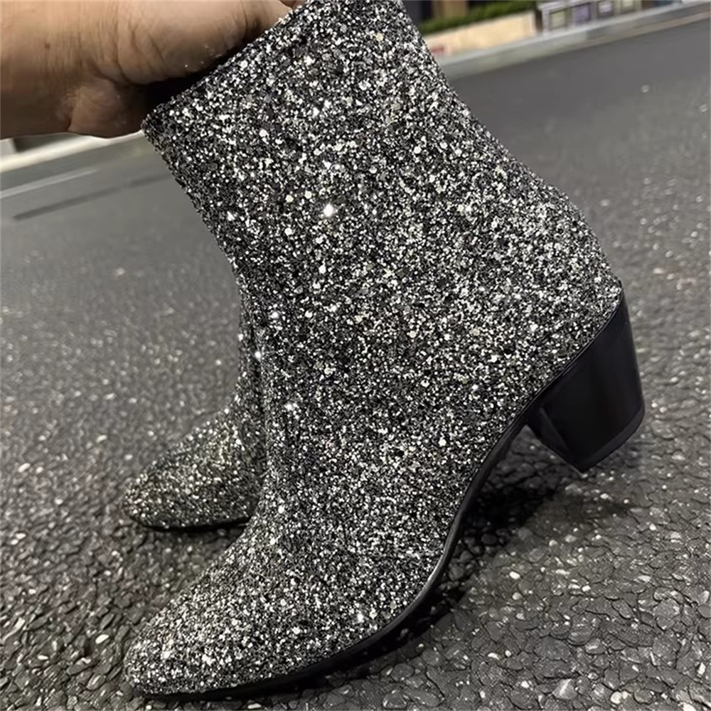 실버 블링블링 포인티드 토 남성 부츠 2026 신상 6 - Chelsea Boots Men 리뷰 및 가격
