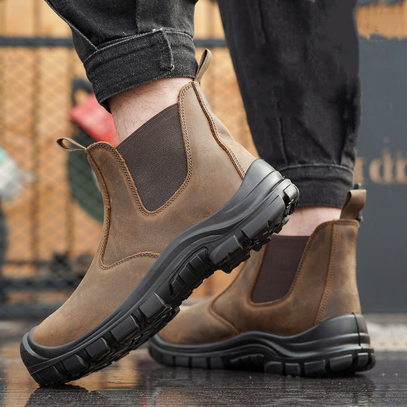 대형 남성용 패션 스틸 토 커버 작업화 소가죽 안전화  - Chelsea Boots Men 리뷰 및 가격