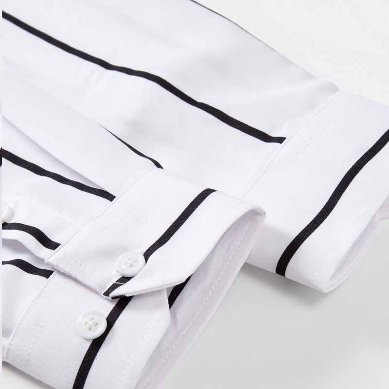 남성 스트라이프 드레스 셔츠 긴팔 슬림핏 포멀 비즈니스 - Mens Fashion Dress Shirts 리뷰 및 가격