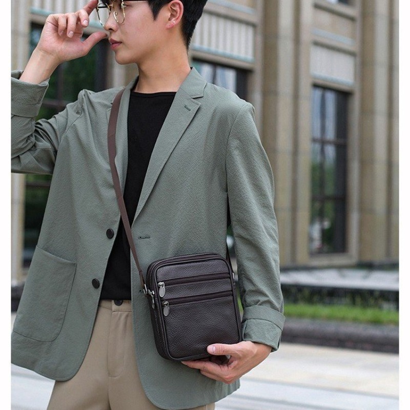 남성용 숄더 메신저 백 캐주얼 핸드백 남성용 정품 가죽 - Fashion Harness Men 리뷰 및 가격