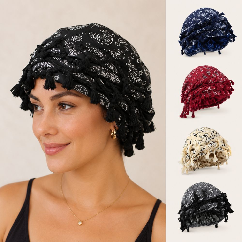 유니섹스 새틴 트위스트 헤드랩 태슬 비니 모자 터번 스 - Men'S Fashion Head Scarf 리뷰 및 가격