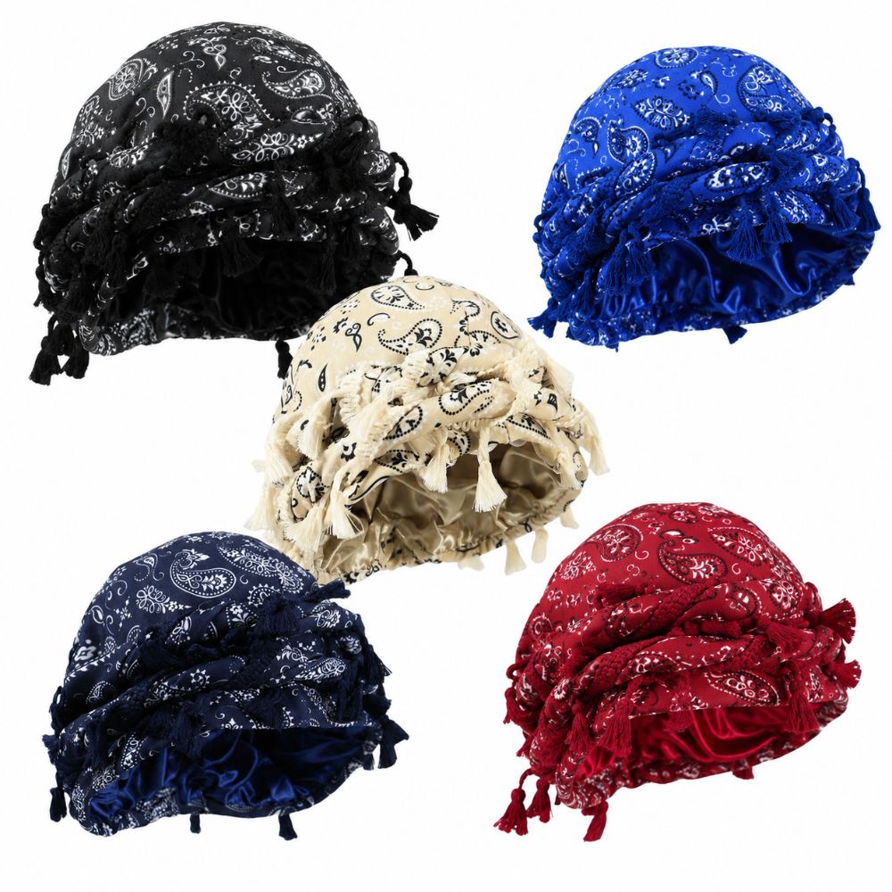 유니섹스 새틴 트위스트 헤드랩 태슬 비니 모자 터번 스 - Men'S Fashion Head Scarf 리뷰 및 가격