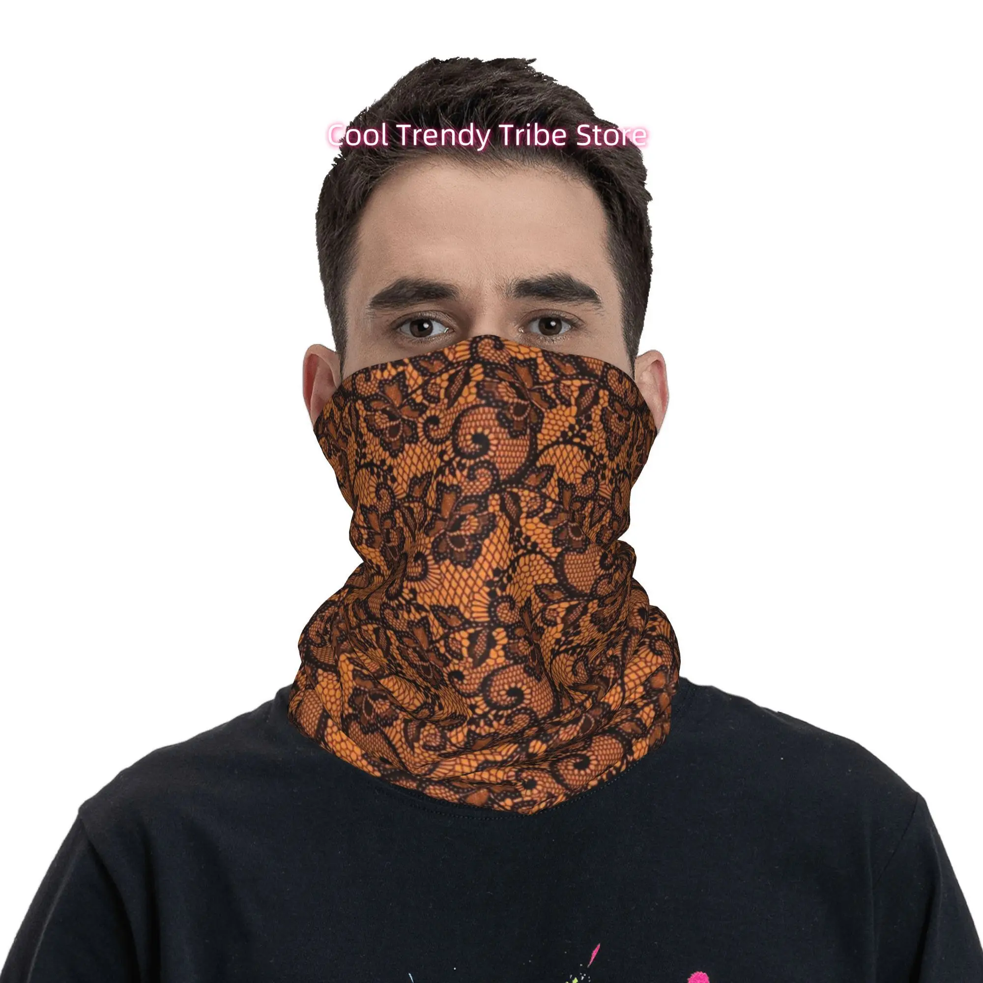 오렌지 블랙 레이스 꽃무늬 고딕 빈티지 참신한 프린트  - Men'S Fashion Head Scarf 리뷰 및 가격