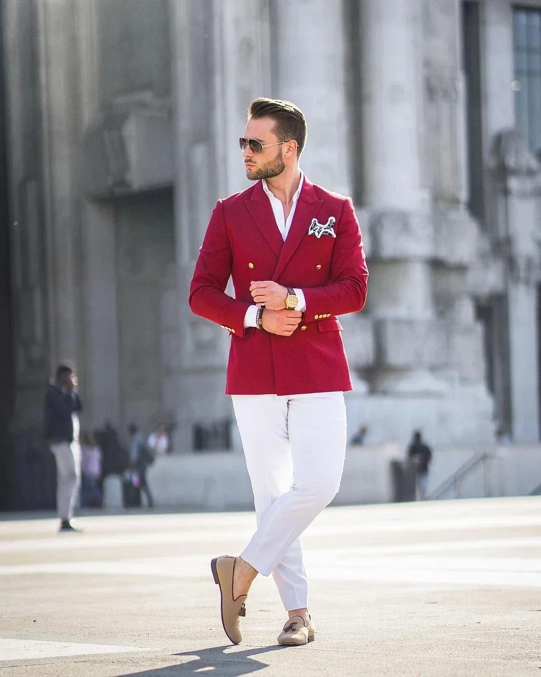 레드 자켓 화이트 팬츠 더블 브레스티드 패션 남성 정장 - Mens Fashion Blazer 리뷰 및 가격