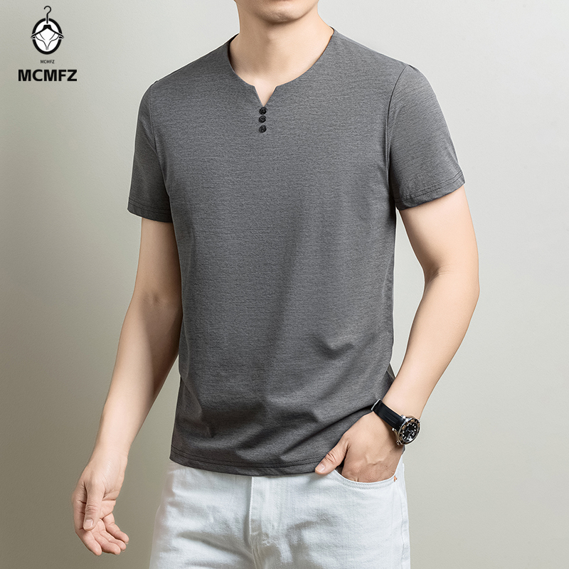 남성용 기본 헨리 티셔츠 캐주얼 비즈니스 사무실 일상  - Men'S Fashion Trends 2025 리뷰 및 가격