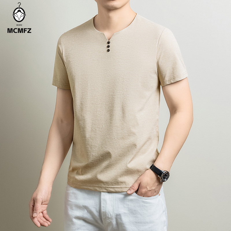 남성용 기본 헨리 티셔츠 캐주얼 비즈니스 사무실 일상  - Men'S Fashion Trends 2025 리뷰 및 가격