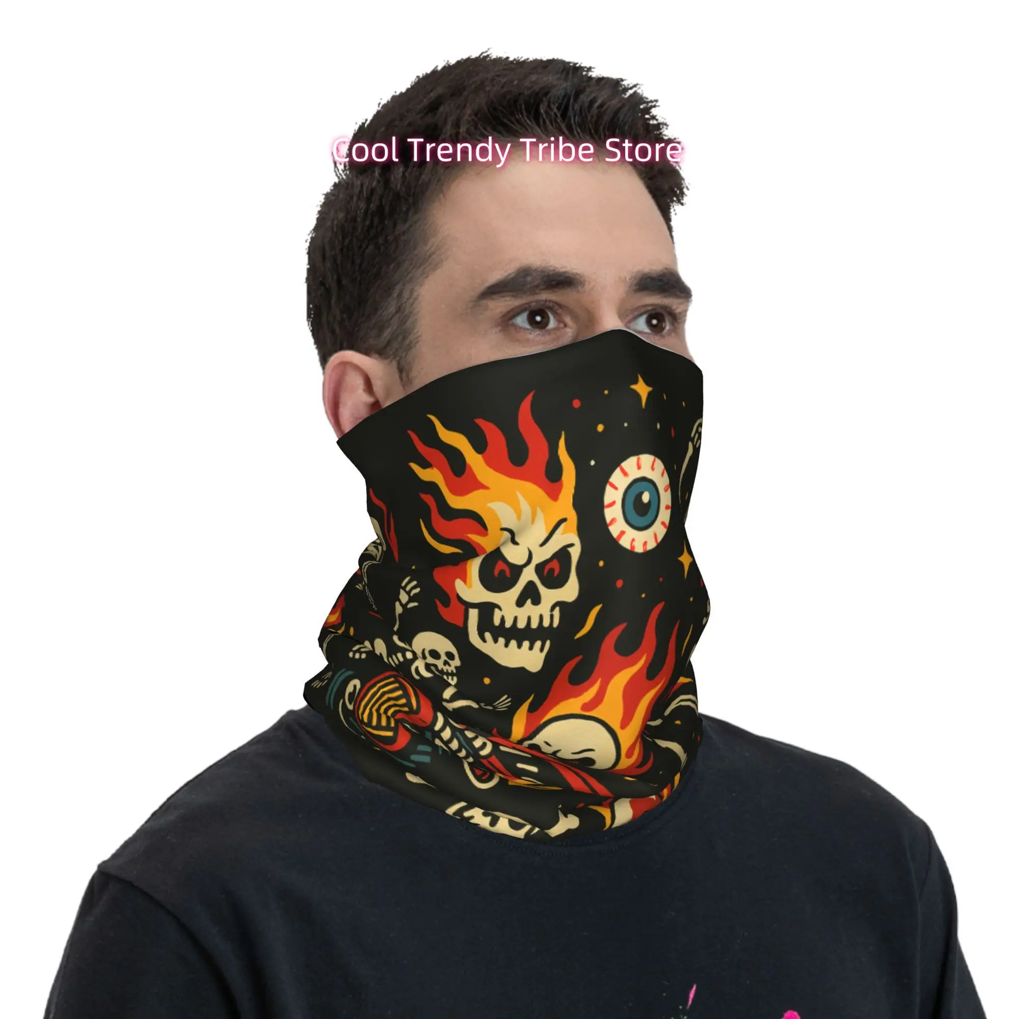 불타는 해골 핫로드 빈티지 로커빌리 고딕 참신한 프린트 - Men'S Fashion Head Scarf 리뷰 및 가격