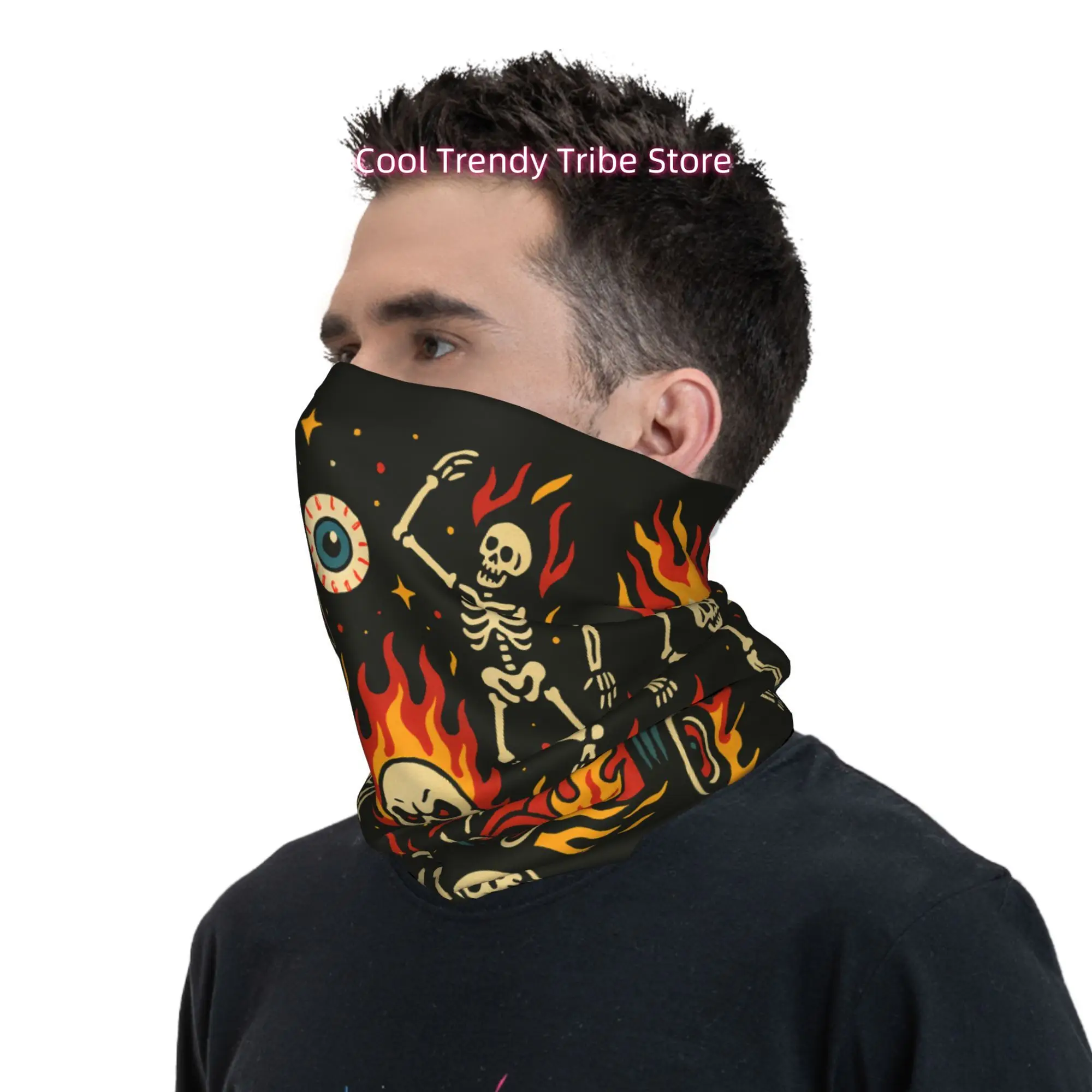불타는 해골 핫로드 빈티지 로커빌리 고딕 참신한 프린트 - Men'S Fashion Head Scarf 리뷰 및 가격