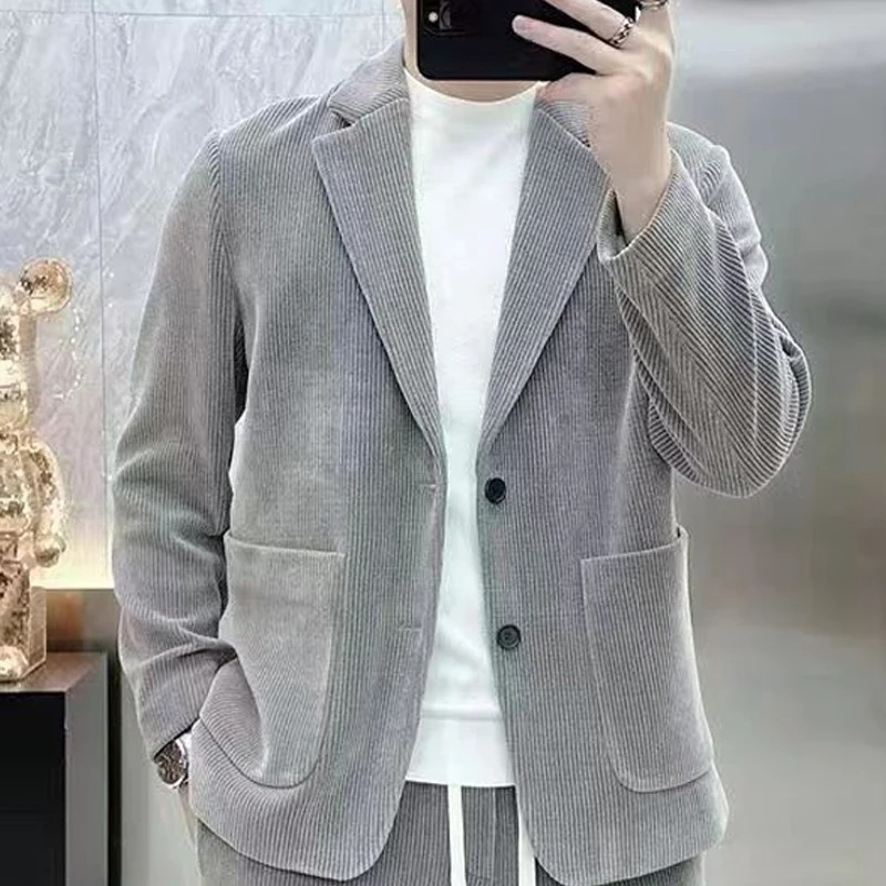 패션 정장 남성용 봄 가을 긴팔 고급 캐주얼 한국 슬림 - Mens Fashion Blazer 리뷰 및 가격