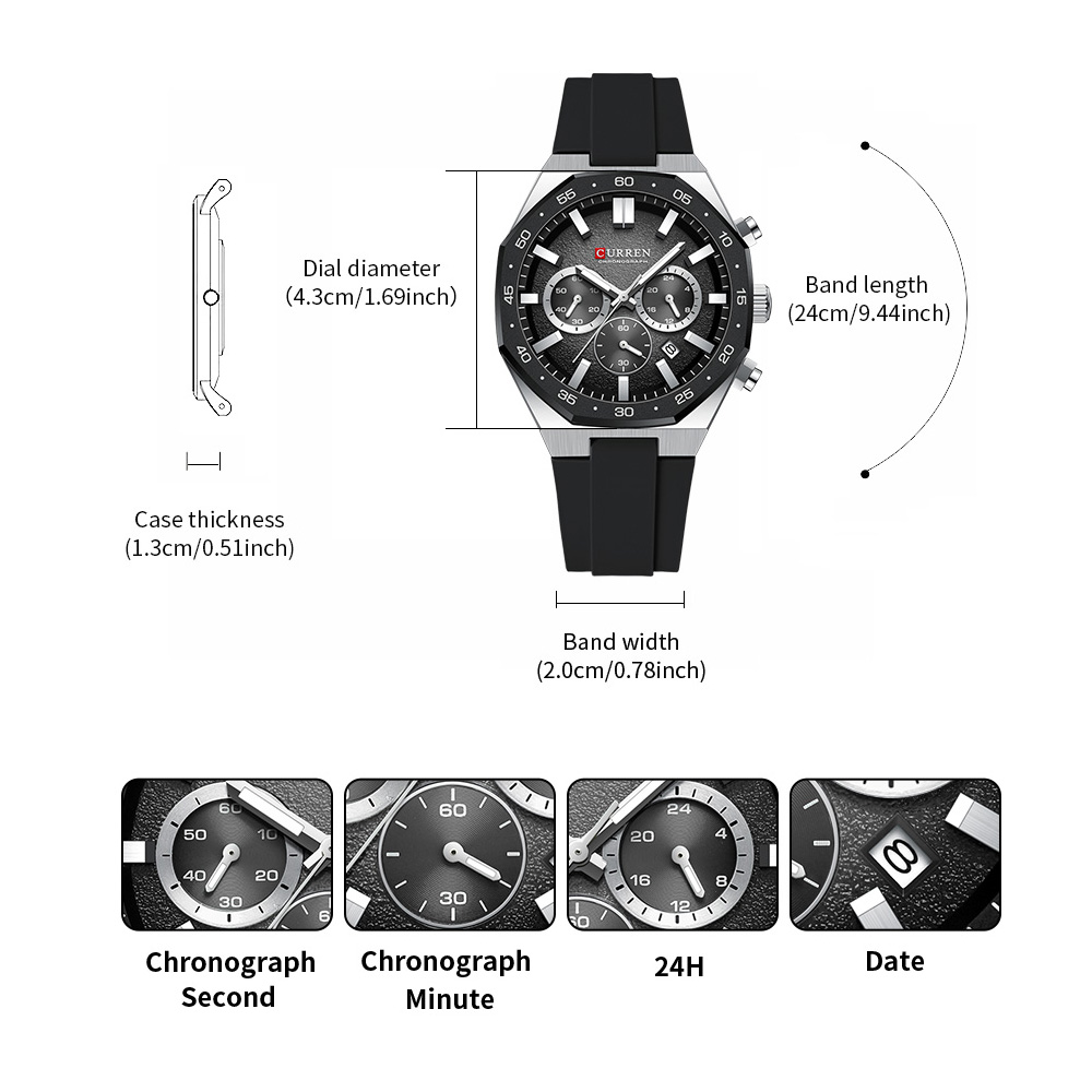 커렌 패션 캐주얼 남성 스포츠 시계 크로노그래프 실리콘 - Fashion Mens Watches 리뷰 및 가격