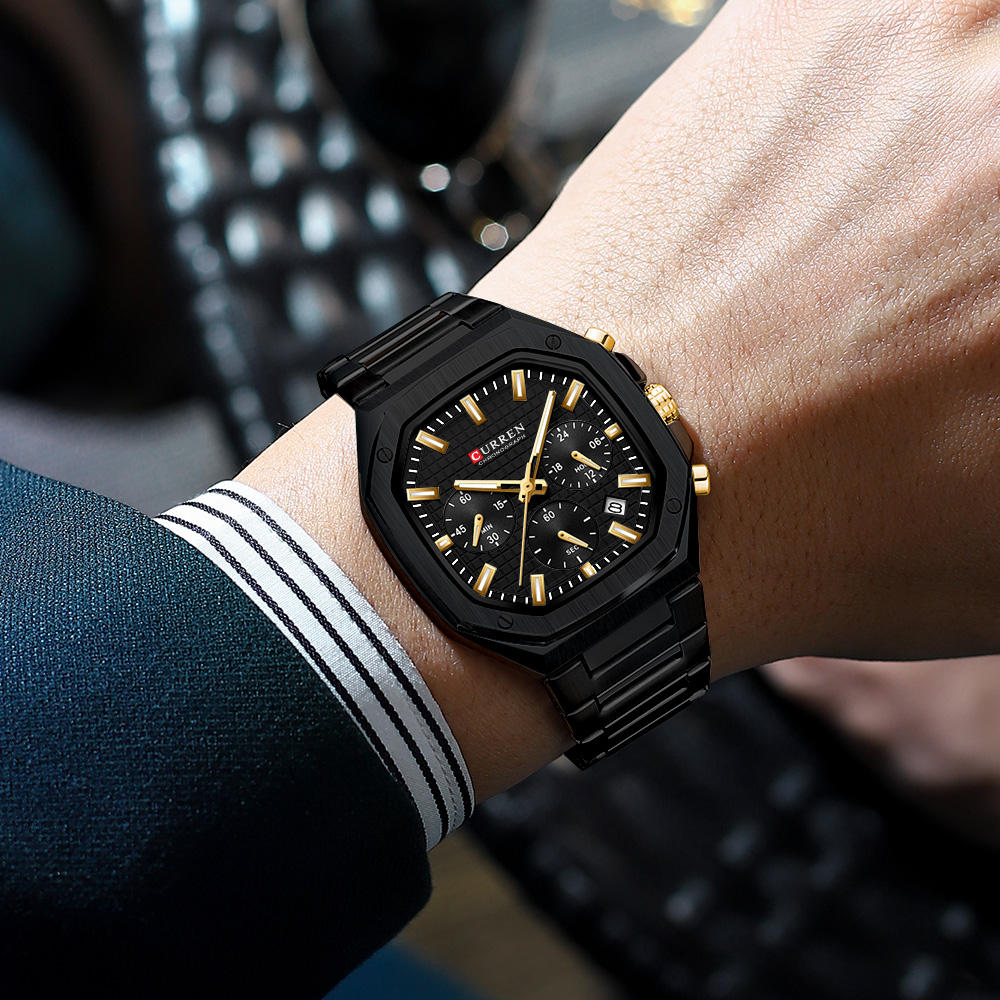 CURREN 남성용 럭셔리 스퀘어 크로노 시계 클래식  - Fashion Mens Watches 리뷰 및 가격