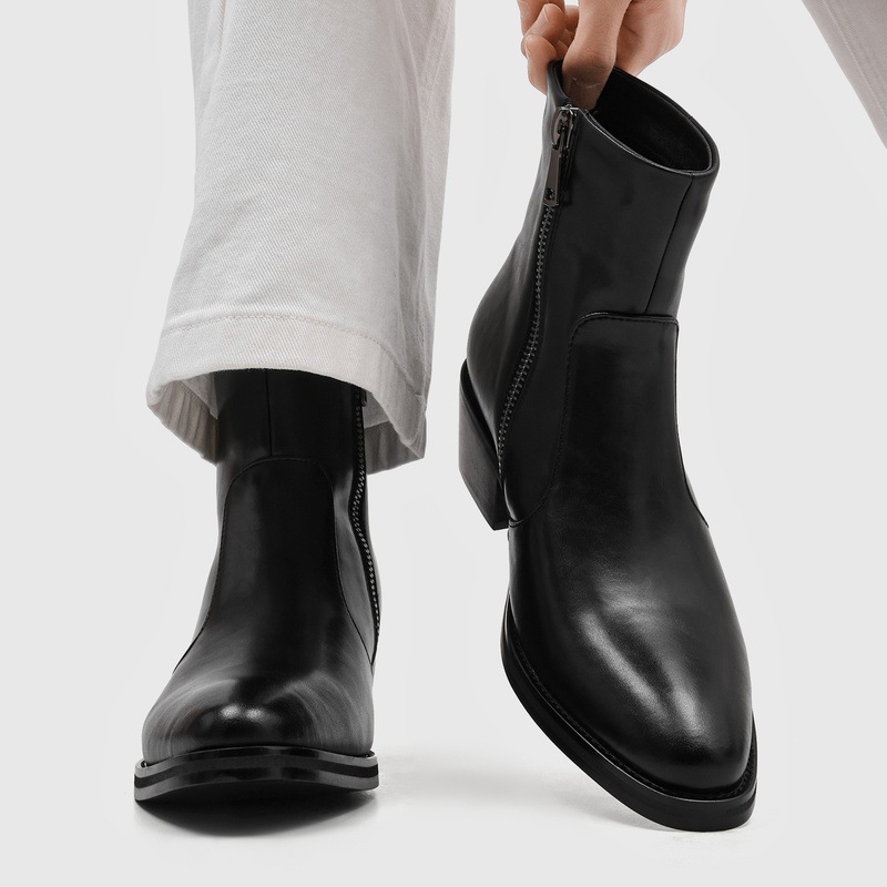 고품질 남성용 빈티지 포인티드 토 첼시 부츠 블록 힐  - Chelsea Boots Men 리뷰 및 가격