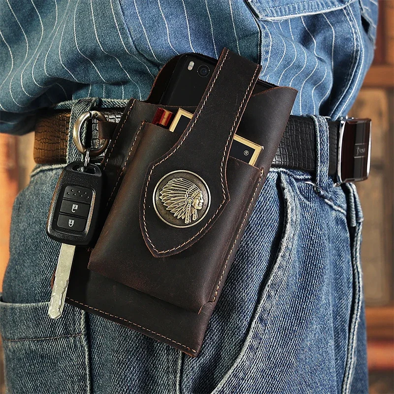 남성용 진짜 가죽 허리 가방, 휴대폰 가방, 남성 야외 - Fashion Harness Men 리뷰 및 가격