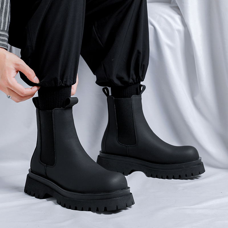 2026 플랫폼 블랙 하이탑 부츠 남성용 하이힐 천연  - Chelsea Boots Men 리뷰 및 가격